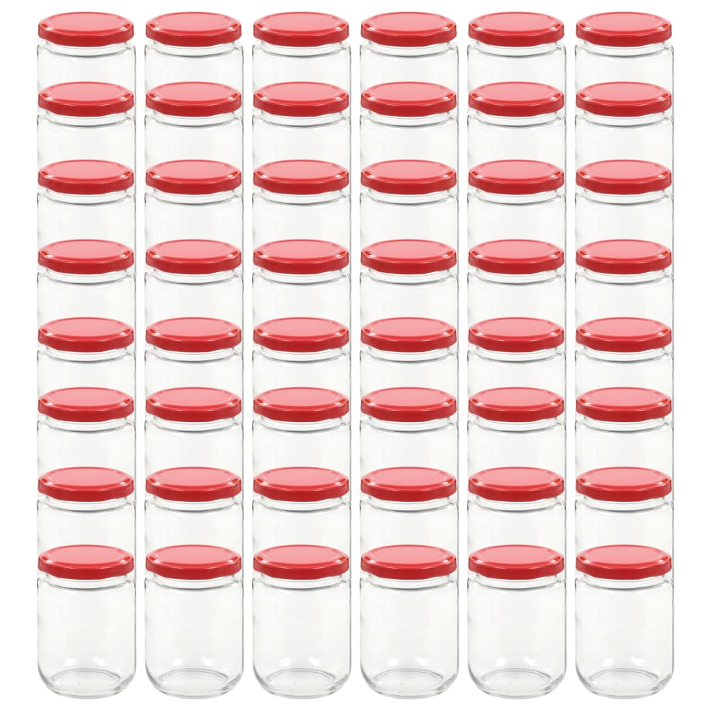 Glass Jam Jars with Red Lid 48 pcs 230 ml